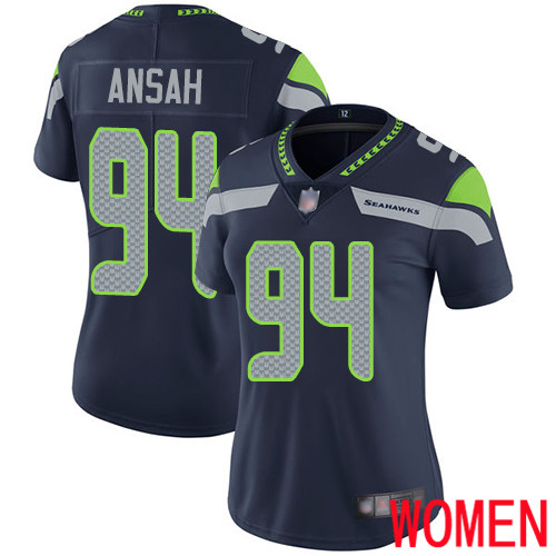 Seattle Seahawks Limited Navy Blue Women Ezekiel Ansah Home Jersey NFL Football 94 Vapor Untouchable